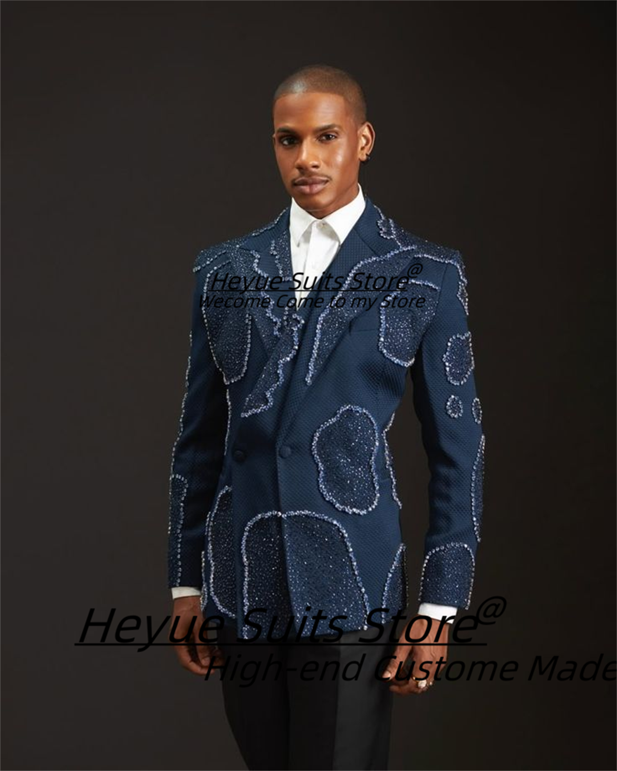 Men'S Grooming Room - Gorgeous Crystal Embroidery Groom Wedding Tuxedos