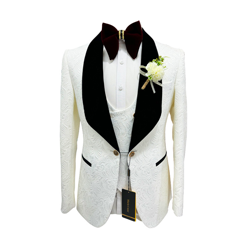 Men'S Grooming Room - Thorndike Mens Wedding Suits White Jacquard