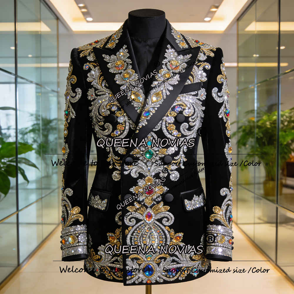 Men'S Grooming Room - Exquisite Diamond Crystals Groom Party Tuxedos