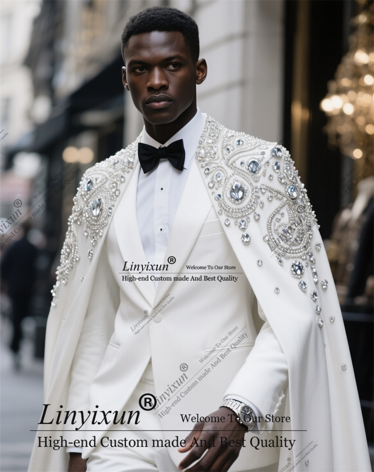 Men'S Grooming Room - High-end Fashion Diamond Men Suit Beaded