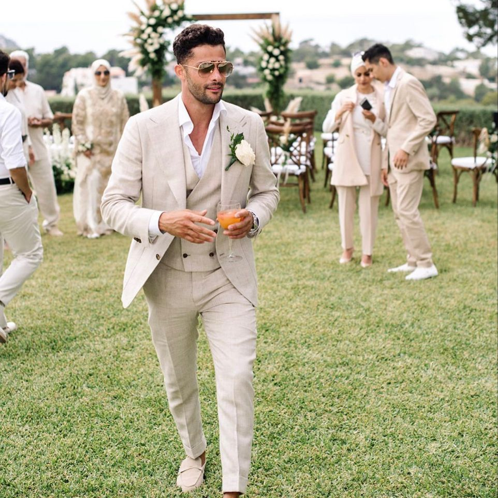 Summer Linen Men Suits 3 Piece - Men'S Grooming Room incelemesi ve fiyatı