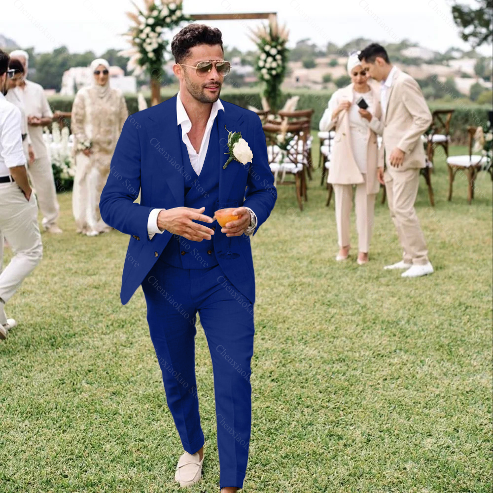 Summer Linen Men Suits 3 Piece - Men'S Grooming Room incelemesi ve fiyatı