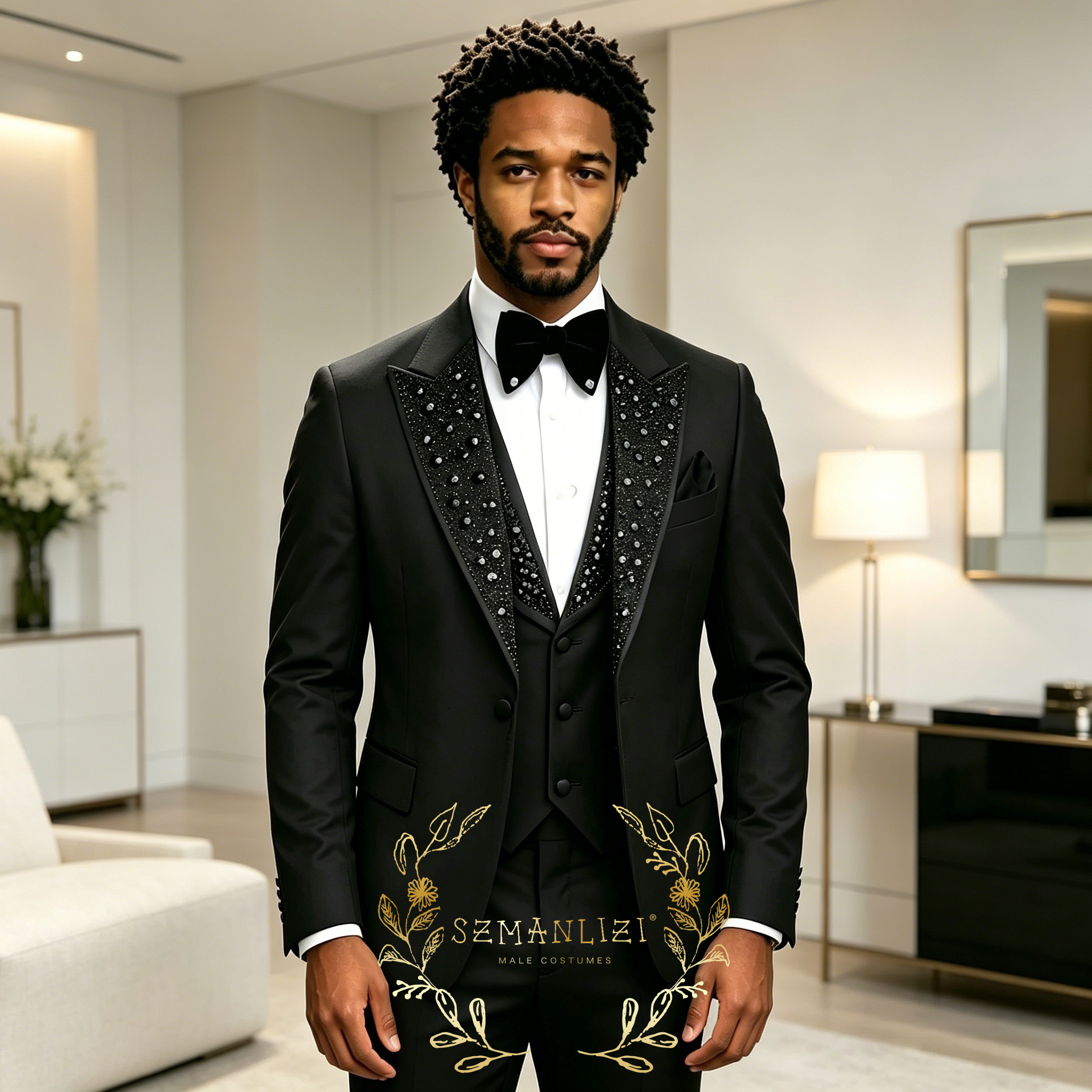 Black Men Suits Luxury Stone C - Men'S Grooming Room incelemesi ve fiyatı