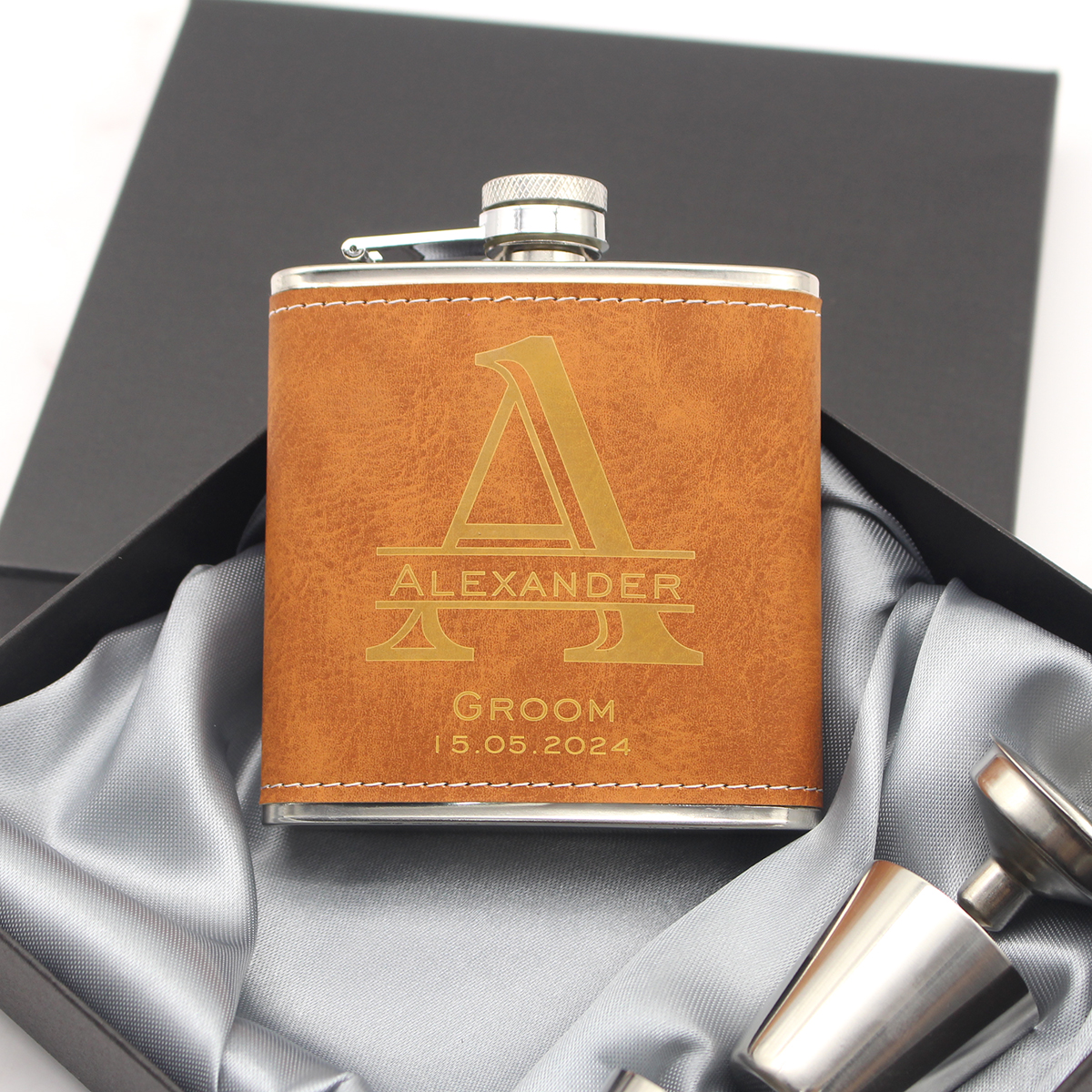 Personalized Flask 6oz Leather - Men'S Grooming House incelemesi ve fiyatı