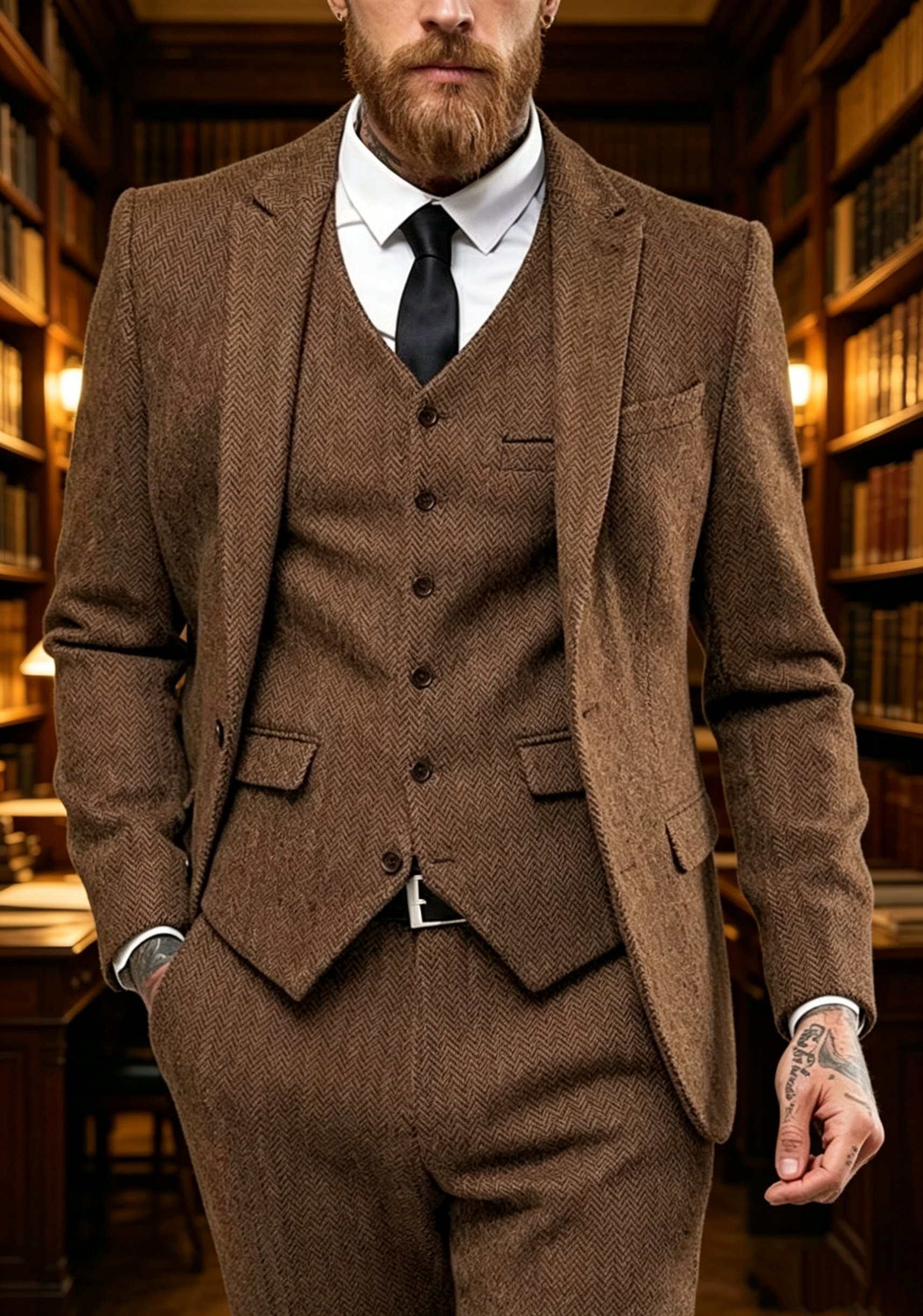 Dark Brown Wool Tweed Winter S - Men'S Grooming Room incelemesi ve fiyatı