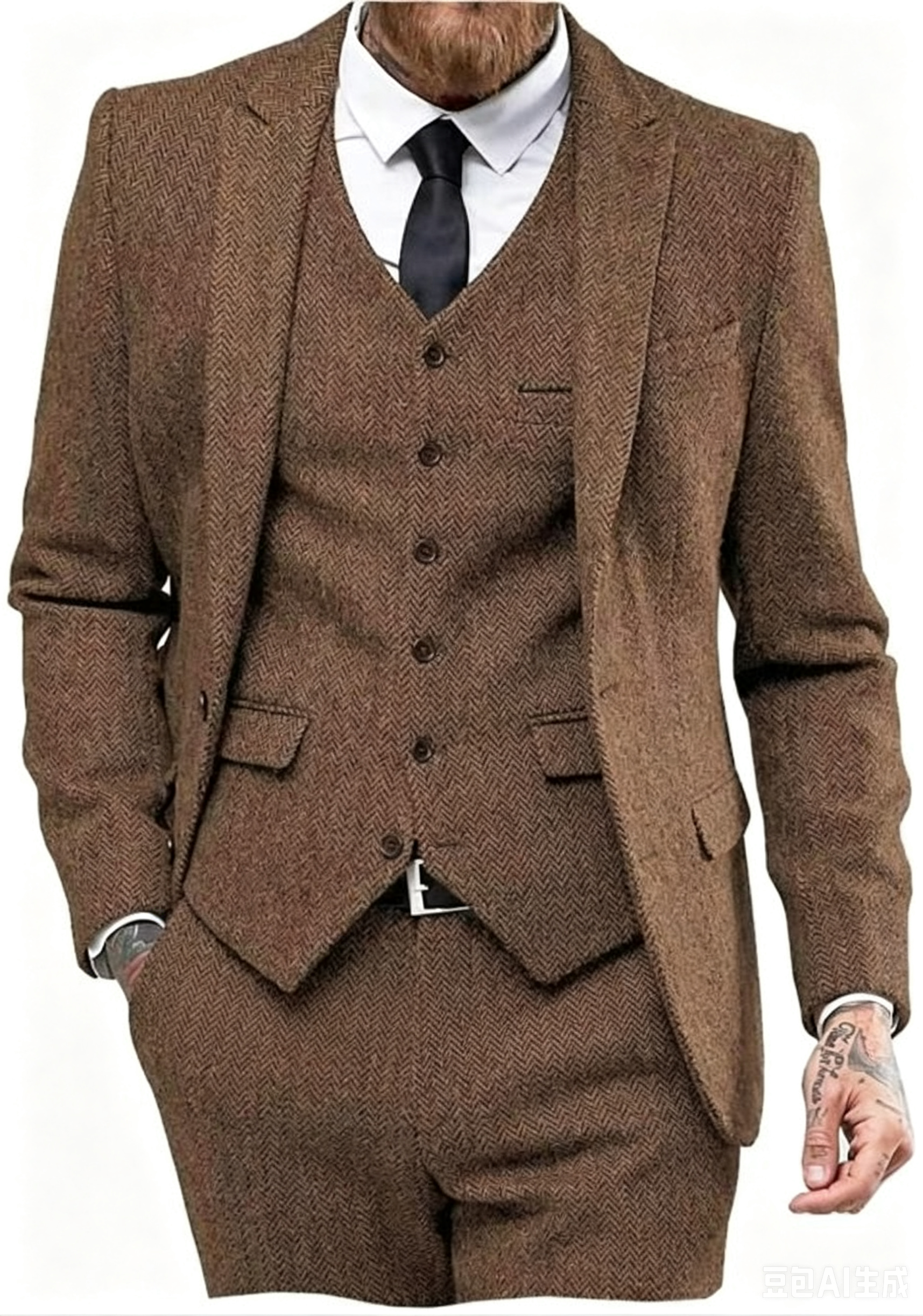 Dark Brown Wool Tweed Winter S - Men'S Grooming Room incelemesi ve fiyatı