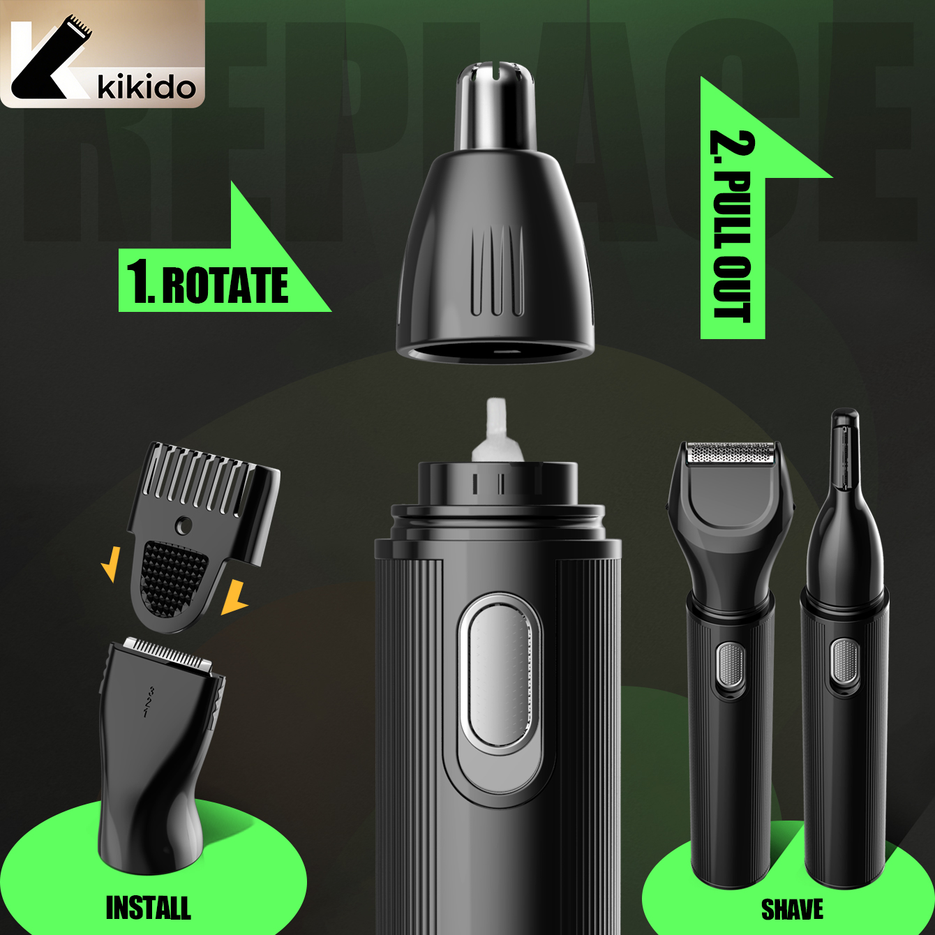 KIKIDO 4 in 1 Nose Hair Trimme - Men'S Grooming Room incelemesi ve fiyatı