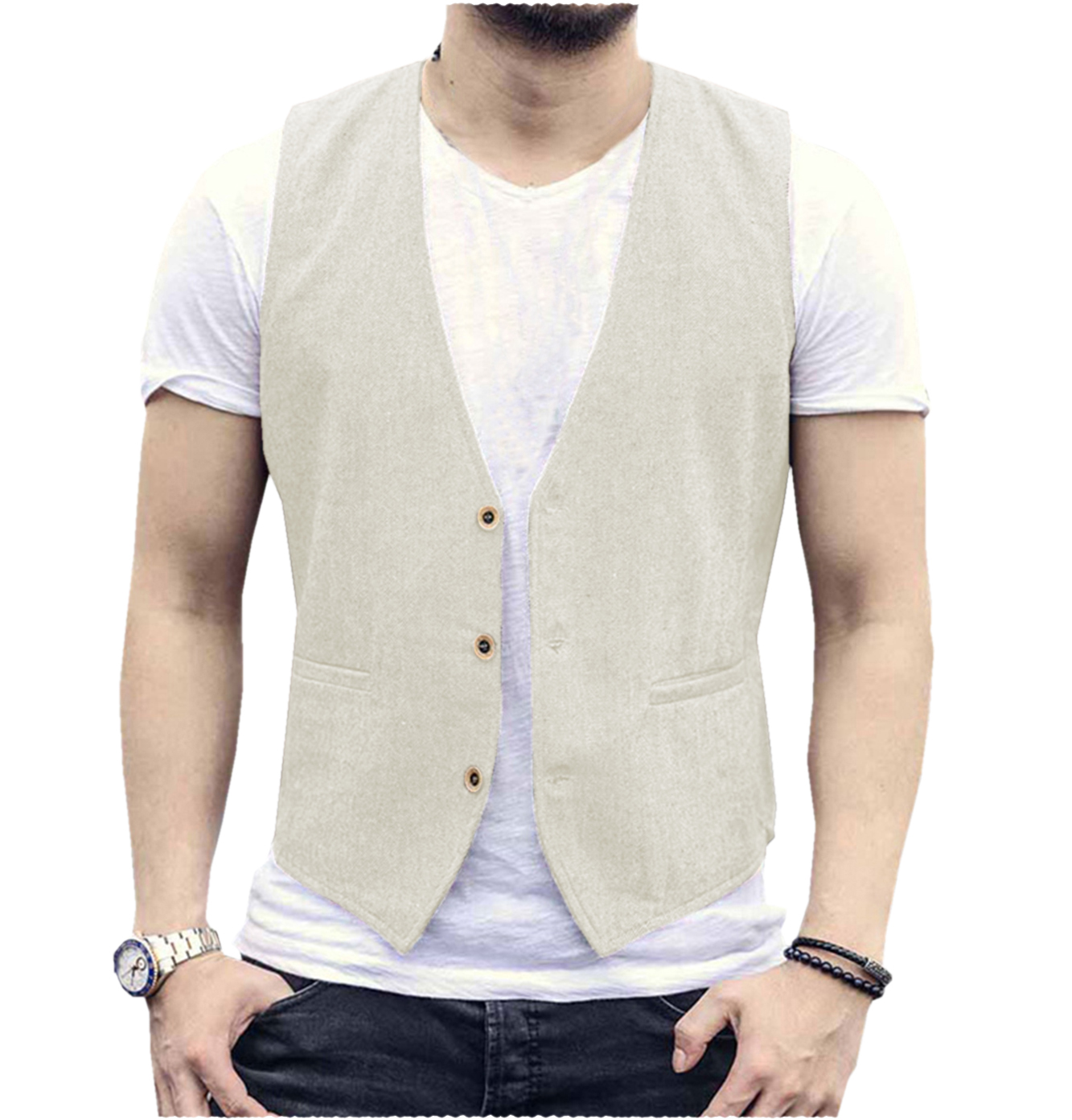 Linen Men Vest Wedding Groom S - Men'S Grooming Room incelemesi ve fiyatı