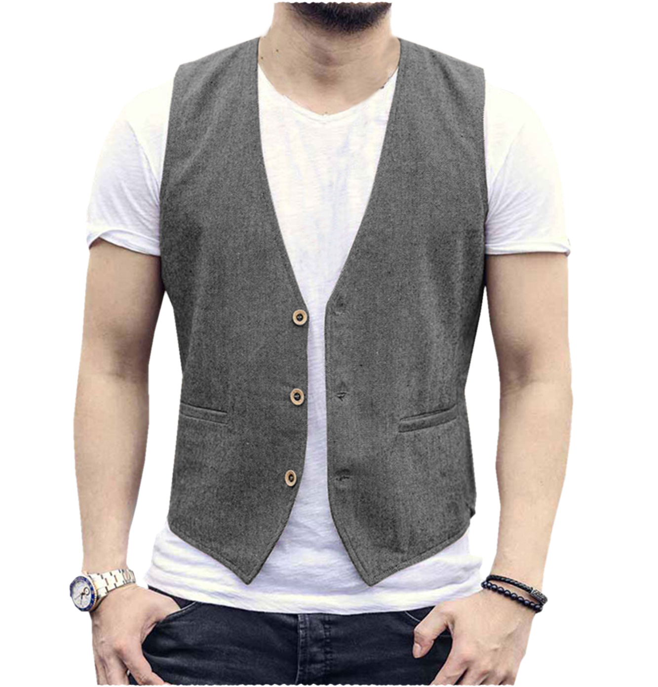 Linen Men Vest Wedding Groom S - Men'S Grooming Room incelemesi ve fiyatı